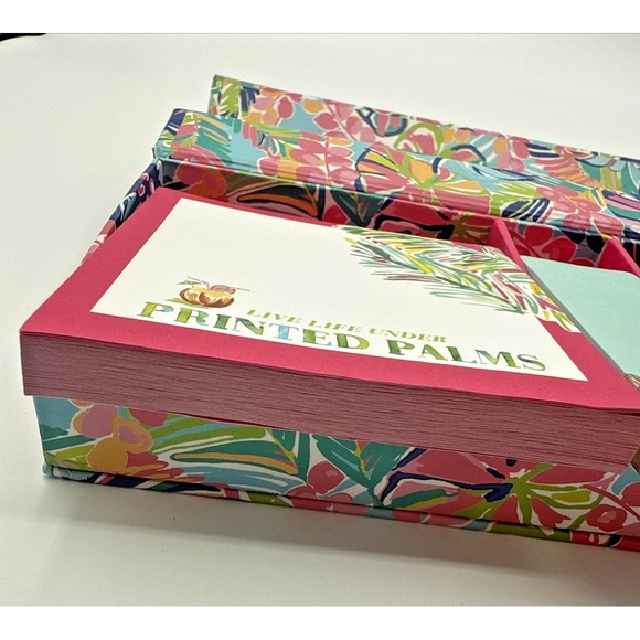 Lilly Pulitzer Sticky Note Set "Featured Exotic Garden" Printed Palms Note Pads - Picture 3 of 10